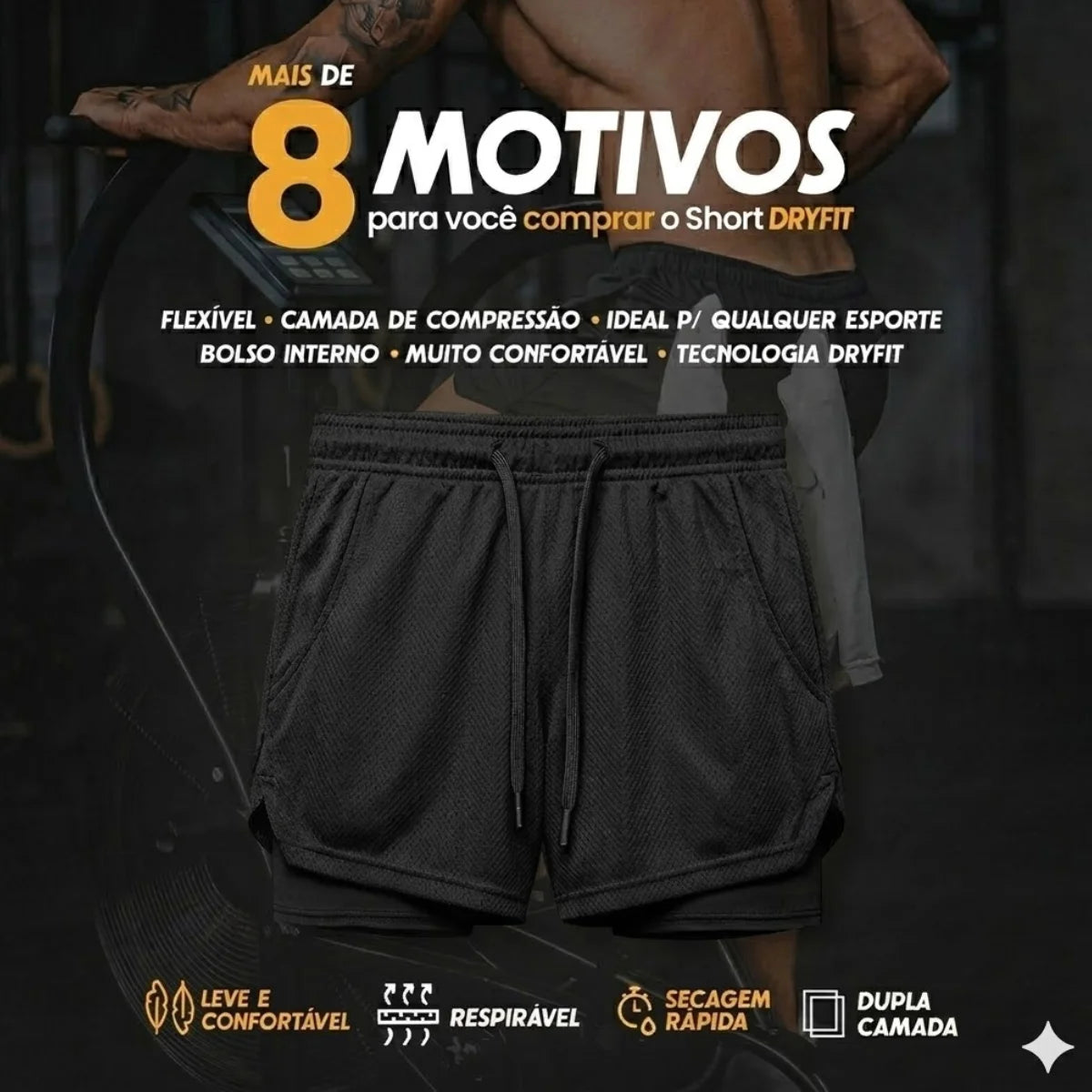 (COMPRE 1 LEVE 2) Shorts Dry-Fit™ de Compressão Urbanix